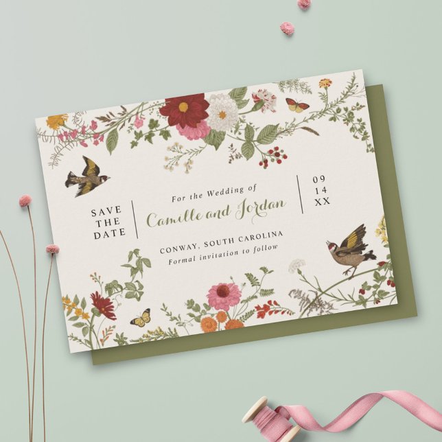 Vintage Botánico Floral Save the Date (Subido por el creador)