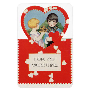 Vintage Boy Con Imán Flexible Chica Valentine