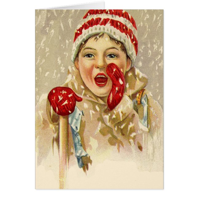 vintage boy in the snow (Frente)