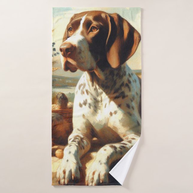 Vintage Braque Français Painting (Toalla de baño)