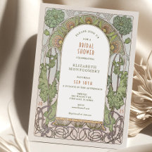 Vintage Bridal Shower Invitaciones Art Nouveau Dec