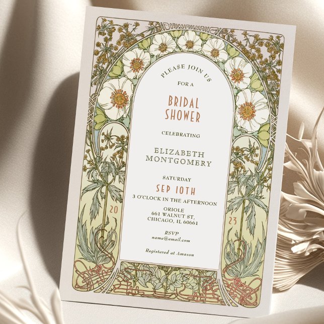 Vintage Bridal Shower Invitaciones Art Nouveau Dec (Subido por el creador)
