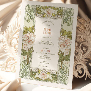 Vintage Bridal Shower Invitaciones Rosa Art Nouvea