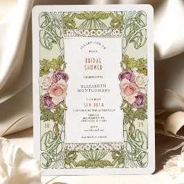 Vintage Bridal Shower Invitaciones Rosa Art Nouvea