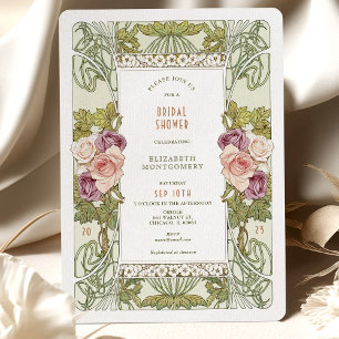 Vintage Bridal Shower Invitaciones Rosa Art Nouvea