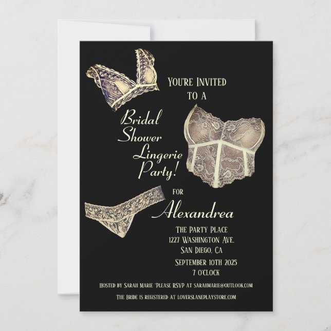 Vintage Bridal Shower Lingerie Party Invitación (Anverso)