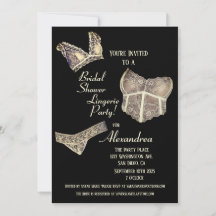 Vintage Bridal Shower Lingerie Party Invitación