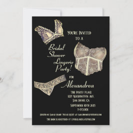 Vintage Bridal Shower Lingerie Party Invitación