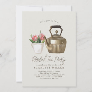 Vintage Bridal Shower Tea Party Invitación