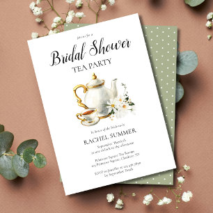 Vintage Bridal Shower Tea Party Invitación