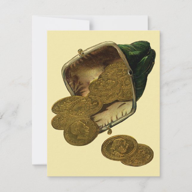 Vintage Business Finance, Gold Coin Money en bolsa (Anverso)