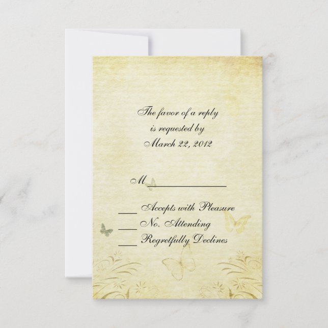 Vintage Butterfly Wedding RSVP (Anverso)