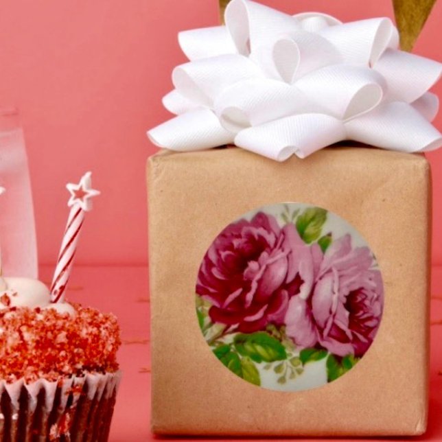 Vintage Cabbage Rosa Elegance Pegatina (Subido por el creador)