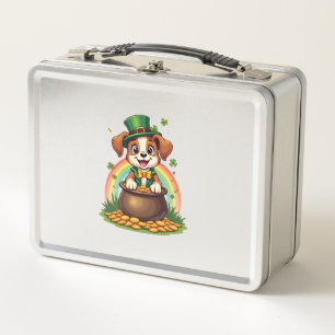 Vintage Cachorro Lucky Leprechaun Arcoíris Olla de