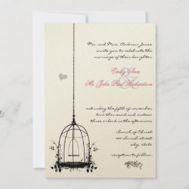 Vintage Cage Red Accents Invitaciones a la Boda