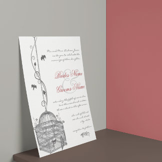 Vintage Cage Red Accents Invitaciones a la Boda