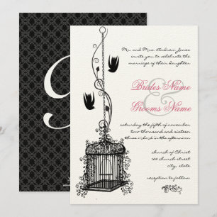 Vintage Cage Red Accents Invitaciones a la Boda
