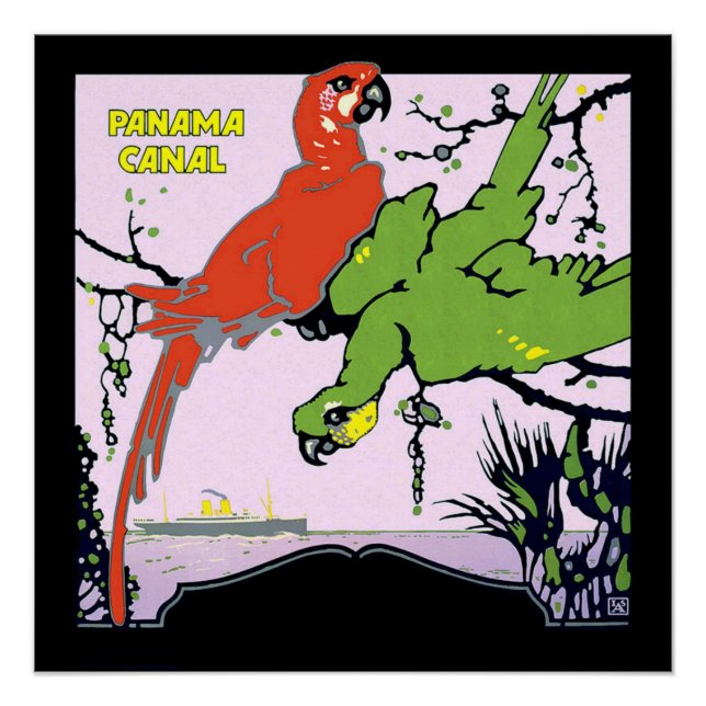 Vintage Canal de Panamá Viaje Poster perfecto (Anverso)