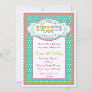 Vintage Candy Parlor invitaciones de cumpleaños