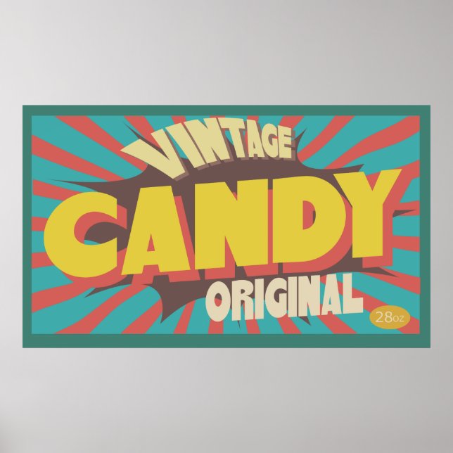 Vintage Candy poster arte retro divertido (Frente)