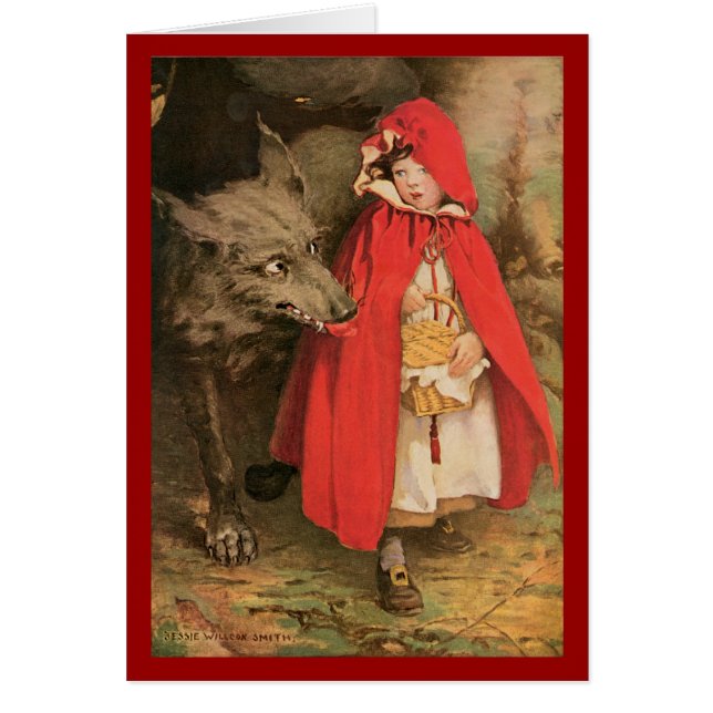 Vintage Caperucita Roja y gran lobo malo (Frente)