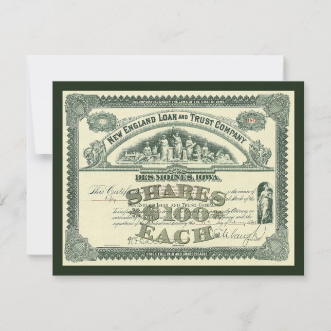 Vintage Capital Stock Certificate Business Finance (Anverso)