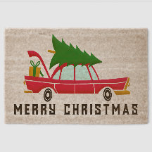 Vintage Car Christmas Tree Feliz Navidad