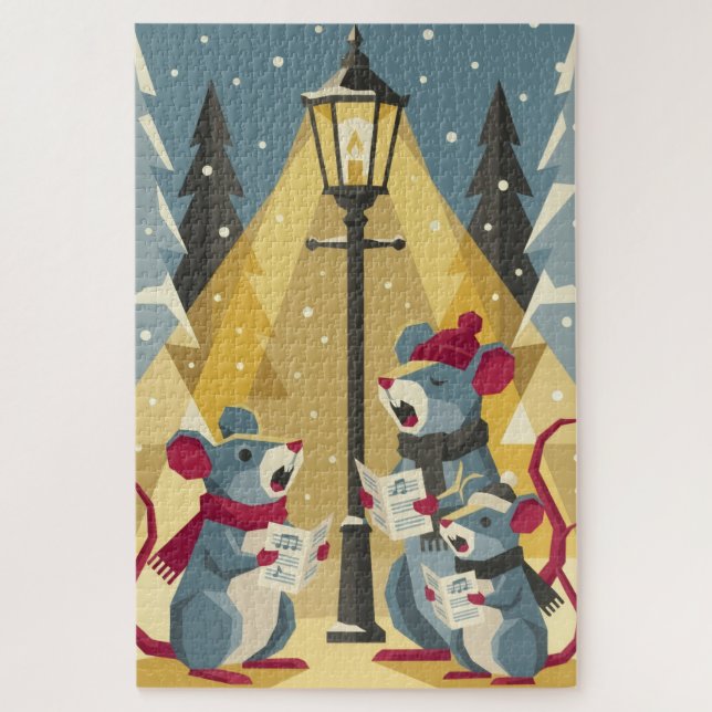 Vintage Caroling Mice Jigsaw Puzzle (Vertical)