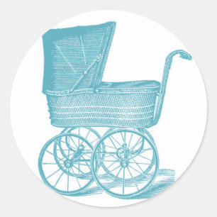 Vintage Carriage Baby Boy Shower Pegatinas