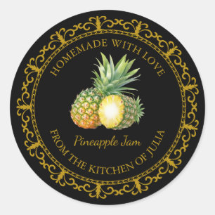 Vintage Casero Etiqueta de la mermelada de piña l