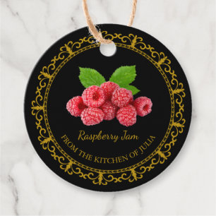 Vintage Casero Raspberry Jam Hang Etiqueta l Negro
