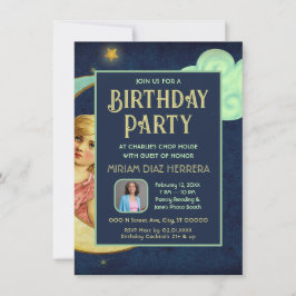 Vintage Celestial Birthday Dinner Party Invitación