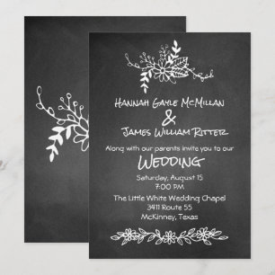 Vintage Chalk Board Look Wedding Invitación