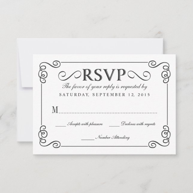 Vintage Chalkboard Elegant Wedding RSVP (Anverso)