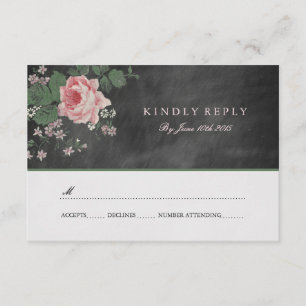 VINTAGE CHALKBOARD FLOWER WEDDING RSVP INVIATIONS