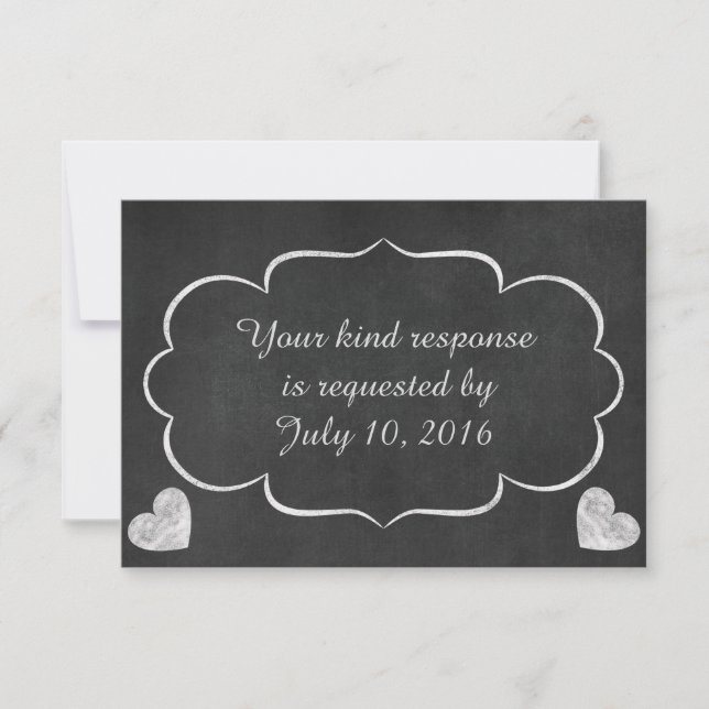 Vintage Chalkboard Heart Wedt Wedding RSVP (Anverso)