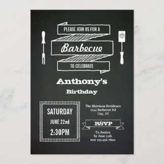Vintage Chalkboard Invitación a barbacoa