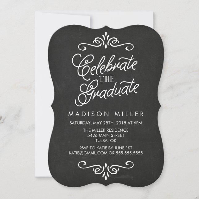 Vintage Chalkboard | Invitación a la fiesta de gra (Anverso)