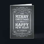 Vintage Chalkboard Tarjeta de felicitación de vaca<br><div class="desc">Celebre la temporada con esta moderna y elegante tarjeta de vacaciones de Berry Berry Sweet.</div>