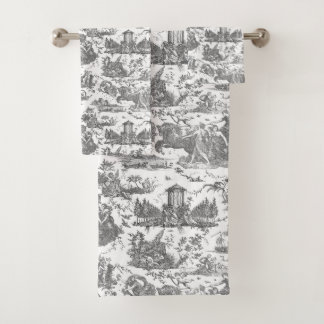 Vintage Chariot francés de Dawn Toile de Jouy-Gray