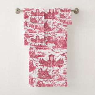 Vintage Chariot francés de Dawn Toile de Jouy-Red