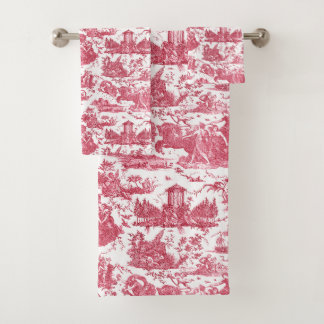 Vintage Chariot francés de Dawn Toile de Jouy-Red