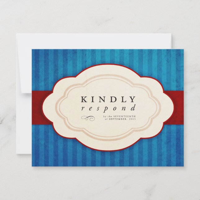 Vintage Charm Blue & Red Meal Choice RSVP (Anverso)