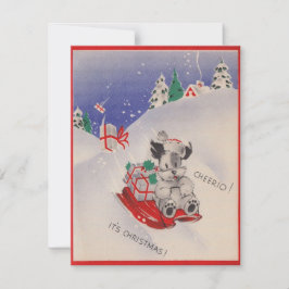 Vintage Cheerio Es Navidad Trineo Perro