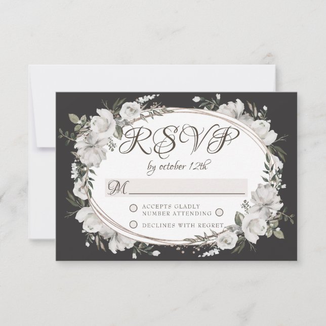 Vintage Cherish Oval Floral Wedding Respuesta RSVP (Anverso)