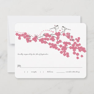 Vintage Cherry Blossom Chickadee Wedding RSVP