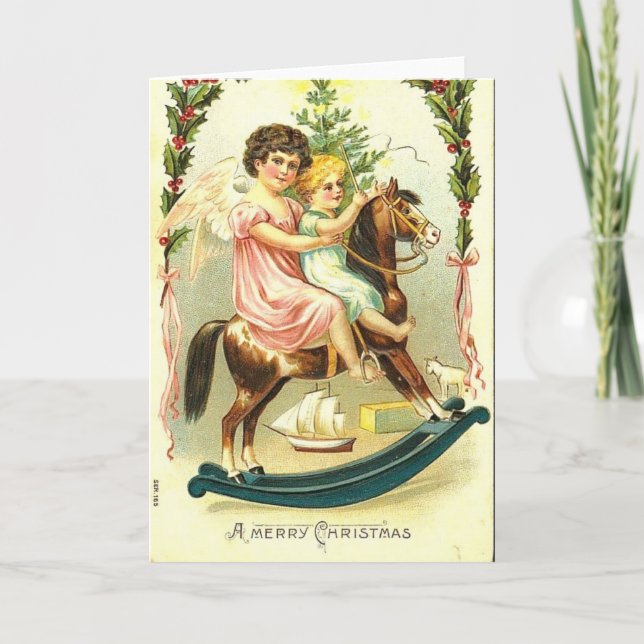 Vintage Cherubs de Navidad y caballo de roca (Anverso)