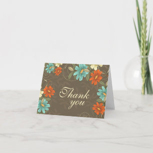 Vintage chic aqua naranja crema agradecimiento de 