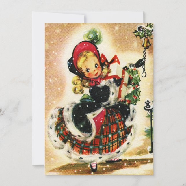 Vintage Chica de Navidad con regalos (Anverso)