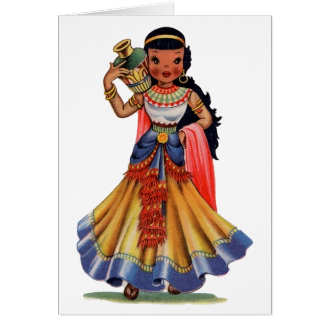 Vintage chica egipcio con traje tradicional (Frente)